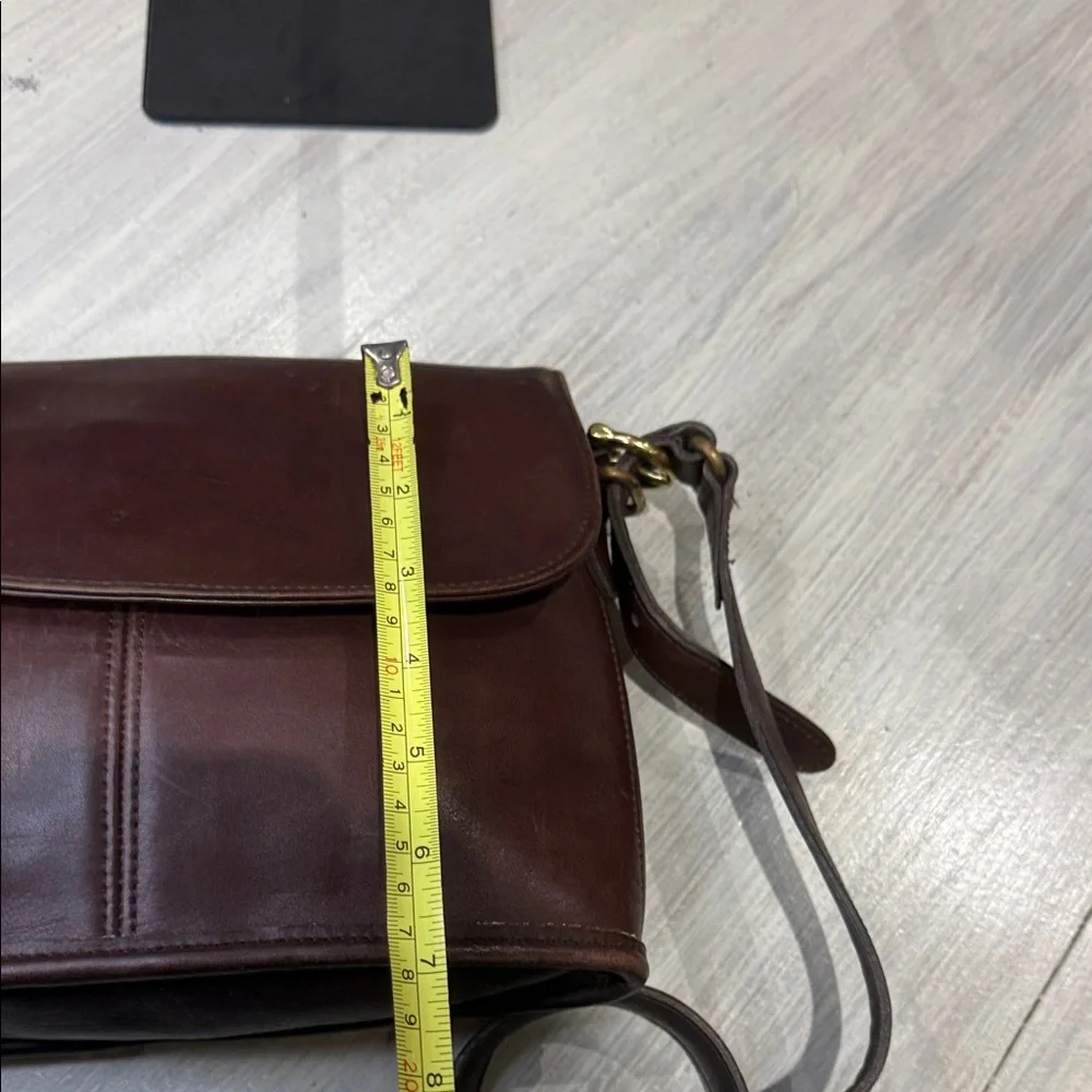 Vintage Coach Dark Brown Equestrian Leather Flap Bag